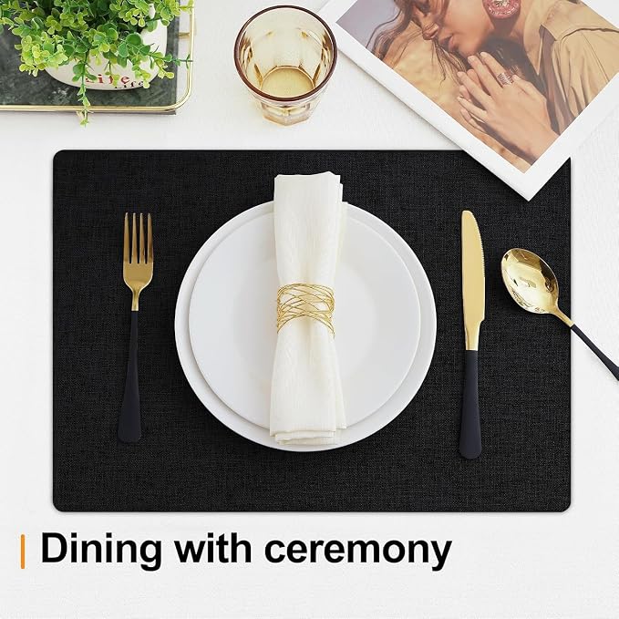 Homaxy Cloths Placemats for Dining Table Set of 4, Cotton Linen Blend Table Mats - Image 4