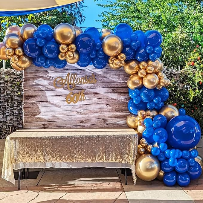 YMSZ Blue and Gold Balloons Arch Kit, Royal Blue Balloons | 134pcs Metallic - Image 6