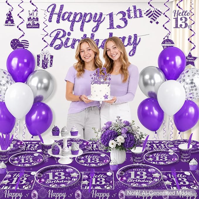 purple 13th birthday decorations - Image 4