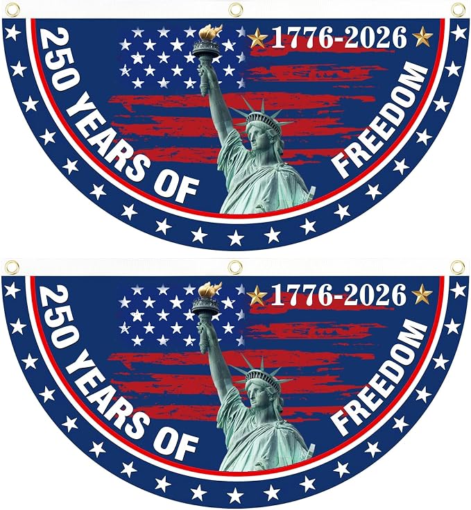 2PCS USA Anniversary 250th Flag, 1.5X3 FT Anniversary Fan Flags, Yard Signs by Unknown