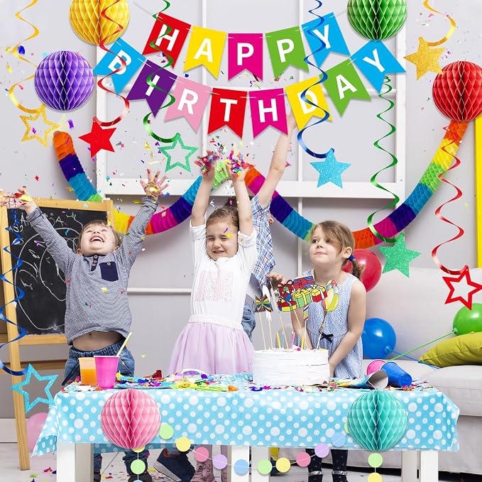Rouceyxin Birthday Decorations, Colorful Happy Birthday Banner - Image 5