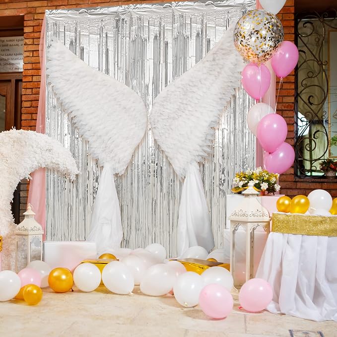 Crosize 4 Pack Sliver Party Streamers Backdrop, 3.3 x 9.9 ft | Tinsel Foil - Image 4