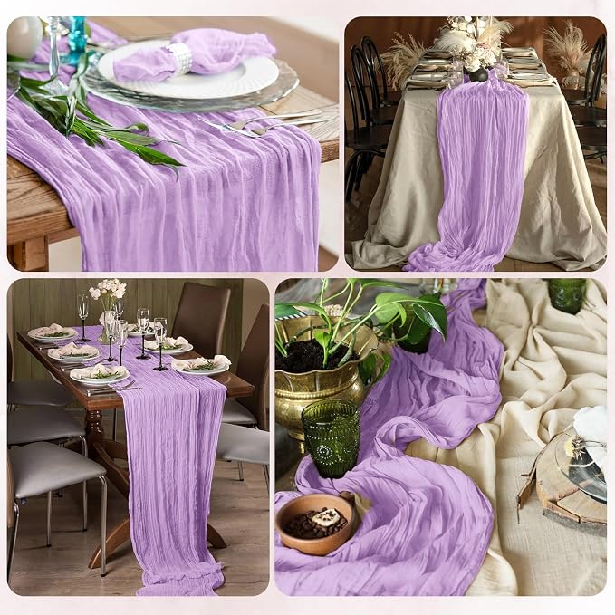 12 Pack Lavender Cheesecloth Table Runner 17x108 Inch Semi Sheer Boho Gauze - Image 7