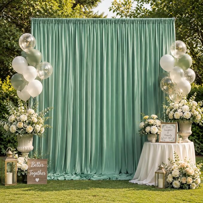 20ft x 12ft Grayish Green Backdrop Curtains - Image 6