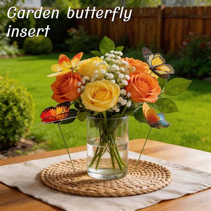 30PCS Yellow Butterfly Decor Fake Butterfly Stakes - Image 5
