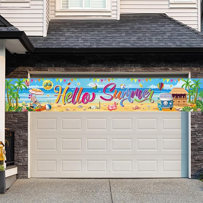 Hello Summer Banner, 118 x 20 Inch Beach Pool Hawaiian Luau Party Decorations - Image 6