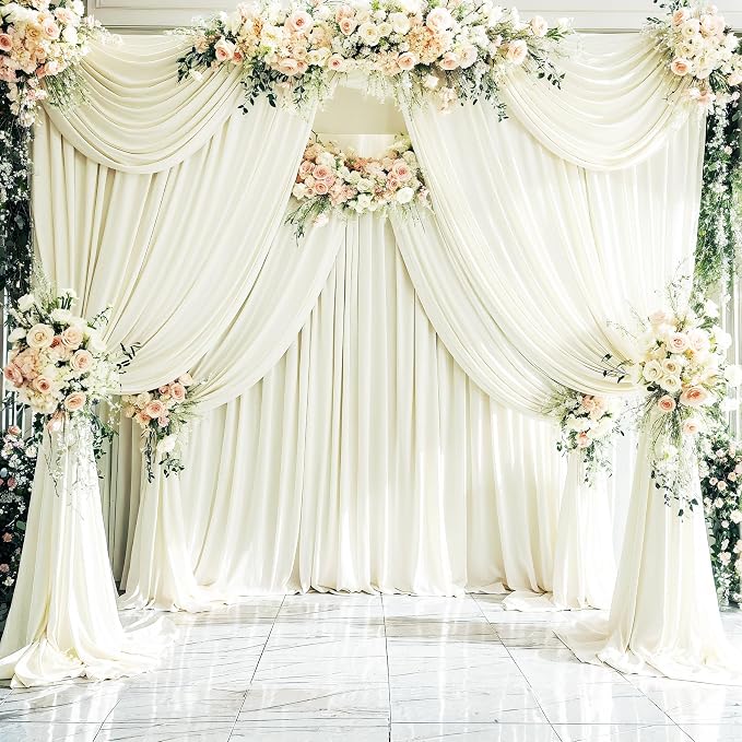 4 Panels Ivory Backdrop Curtains - Image 2