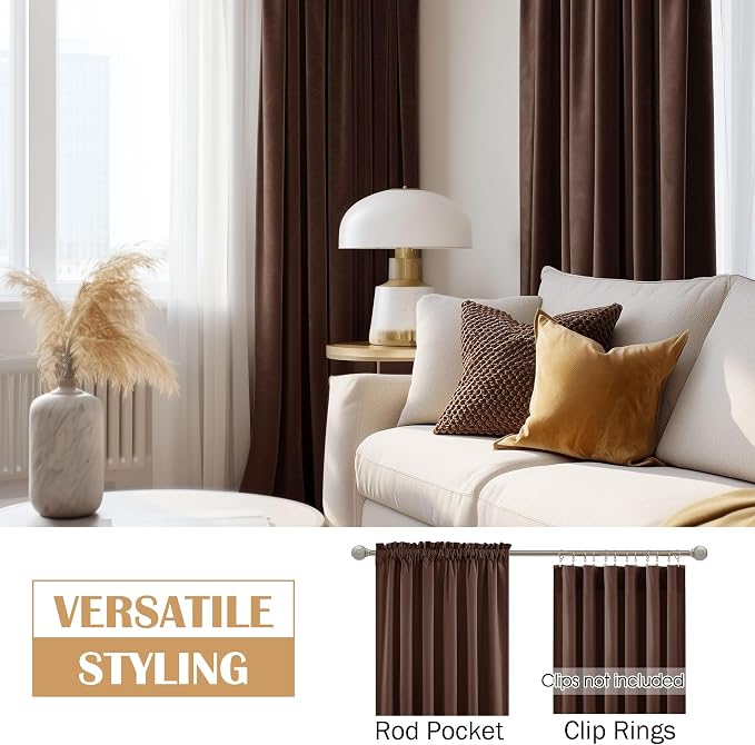 Beauoop Coffee Brown Velvet Curtain - Image 7