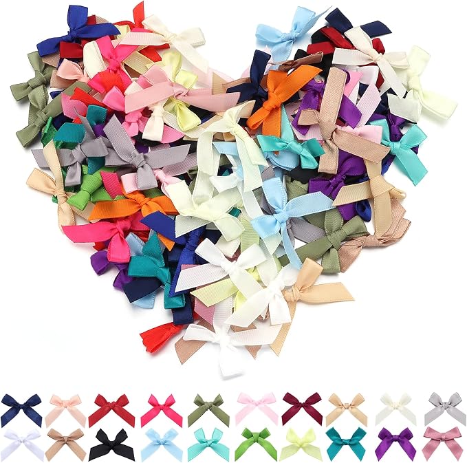 Mixed Mini Bows 1.57" 100PCS Small Satin Ribbon Bows by Loomeshribbonforcrafts%EF%BC%81