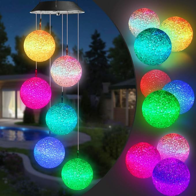 Toodour Solar Wind Chime, Color Changing Ball Wind Chimes Gifts by Toodour