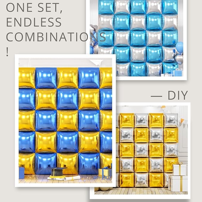 Metallic Navy Blue and Gold, Pearl Blue and Silver Double Sided Square Foil - Image 5