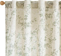 Green Vintage Floral Linen Curtains Farmhouse 38W X 84L 2 Panels | Elisa Series by Lazzzy