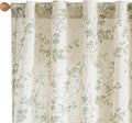 Extra Long Green Vintage Floral Linen Curtains Farmhouse 2 Panels | Elisa by Lazzzy
