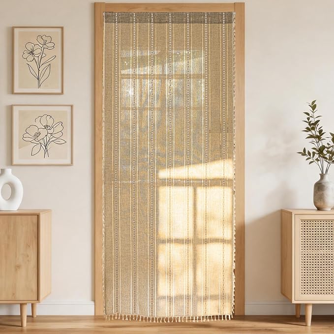 Sutuo Home Boho Door Curtains for Doorway, Bohemian Semi Blackout Curtains - Image 9