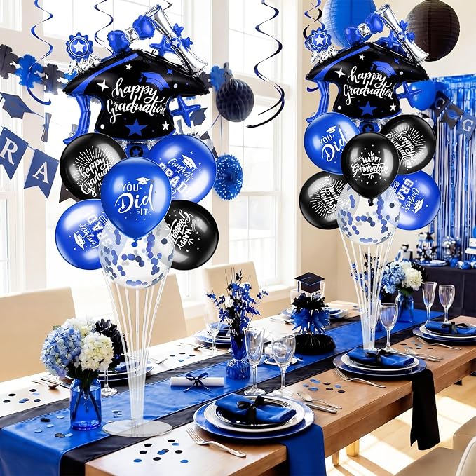 Jenaai Blue and Black 27 Pcs 2026 Graduation Balloon Centerpiece - Image 2