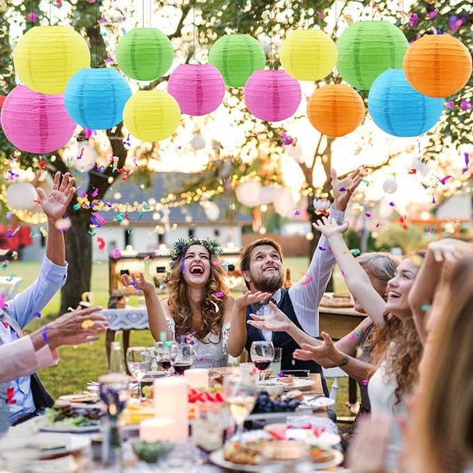 16 Pcs Colorful Paper Lanterns Chinese Neon Paper Lanterns Birthday Party - Image 7