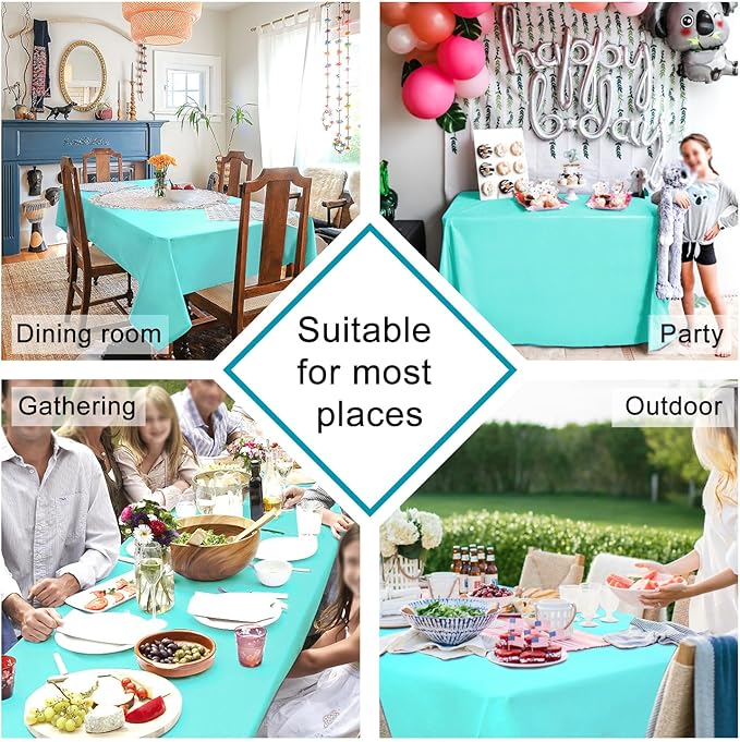 Hiasan Light Blue Square Tablecloth - Waterproof and Spillproof Restaurant Washable Polyester Table Cloth for Dining Room, 54 x 54 Inch