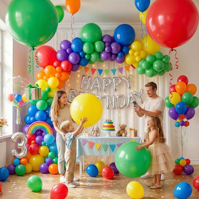 LovesTown 12 PCS Assorted Rainbow Large Balloons, 36 Inch Latex Colors | Giant - Image 2