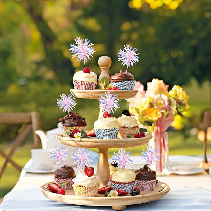 Gyufise 30Pcs Foil Firework Cupcake Toppers Sparkle Tinsel Cake Toppers Tinsel - Image 7
