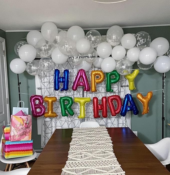 Rainbow Happy Birthday Balloon Banner, 16 Inch Foil Mylar Happy Birthday - Image 5