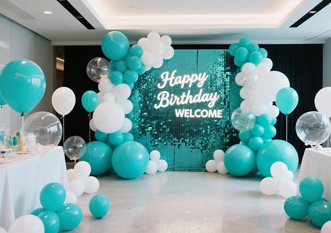 Turquoise Blue Peacock Blue Balloons 145pcs Different Sizes 5in 10in 12in 18in - Image 4