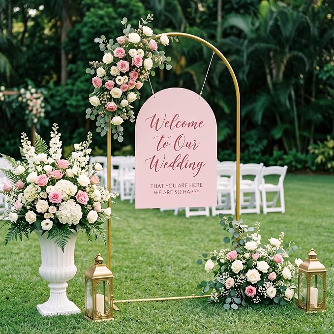 6.6FT Arch Backdrop Stand, Metal Gold Wedding Arch Frame | - Image 4