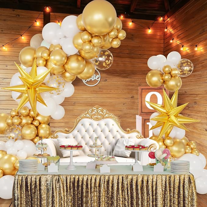 146pcs White and Gold Balloons Garland Arch Kit - Image 4
