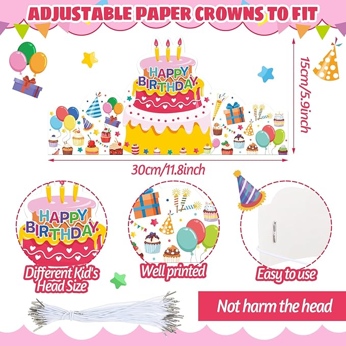 Outus 42 Pack Happy Birthday Crowns - Image 3