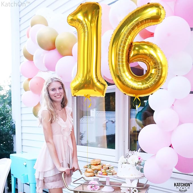 KatchOn Gold 16 Balloon Numbers 40 Inch | Gold Number 16 Balloons - Image 8