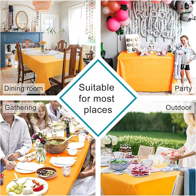 Hiasan Solid Square Tablecloth - Waterproof and Spillproof Washable Table Cloth for Dining Tables, Orange Yellow, 30 x 30 Inch