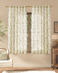 jinchan Green Floral Linen Curtains 63 Inch Farmhouse Back Tab 2 Panels | by JINCHAN
