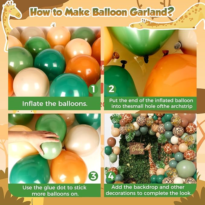 Jungle Safari Balloons Arch Garland Kit 166Pcs - Image 3