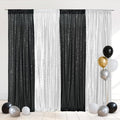 Eternal Beauty Black & Silver Sequin Backdrop Curtains, 4 Panels 2x8FT | 3mm by EternalBeauty