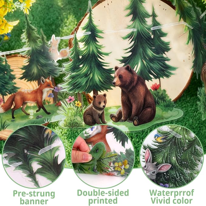 SUNBEAUTY Woodland Animals Banner 13.2FT Baby Shower Garland Party Supplies | - Image 3