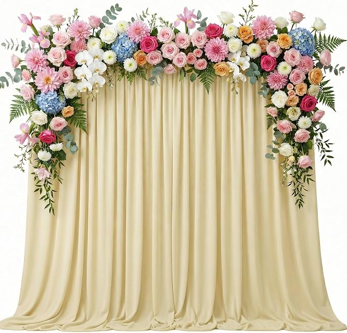 Asee'm Beige Backdrop Curtains Drapes by Aseem