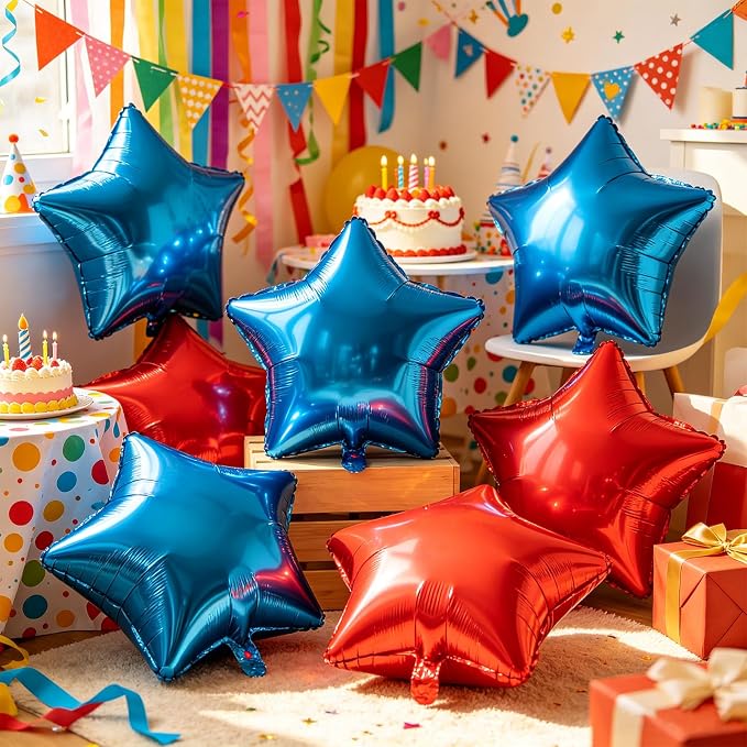 Red Blue Star Balloons 18 Inch - Image 4