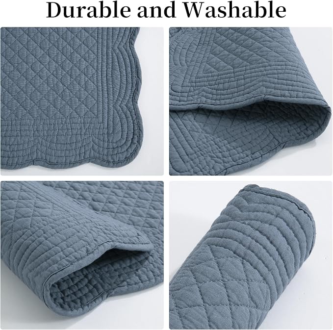 HOMBYS Quilted Placemats Set of 6 Washable-13x18 inches Rectangular Placemats - Image 6