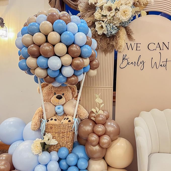 Blue Brown Balloons Dusty Blue Brown Cream Balloons - Image 6