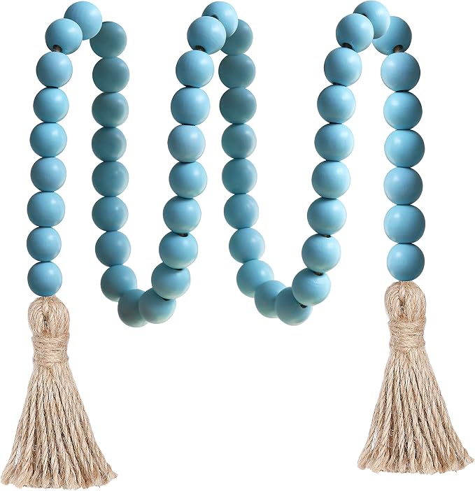 Meplait 39in Wood Bead Garland, Farmhouse Beads by Meplait