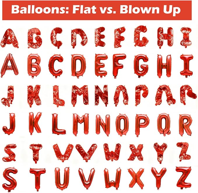 36 Pcs Red Letter Balloons, Custom A-Z Set - Image 4