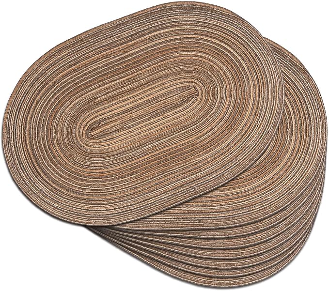 Placemats Set of 8, Woven Oval Braided Dining Table Mats | 12 x 17.5 Inch Size by Noctiflorous