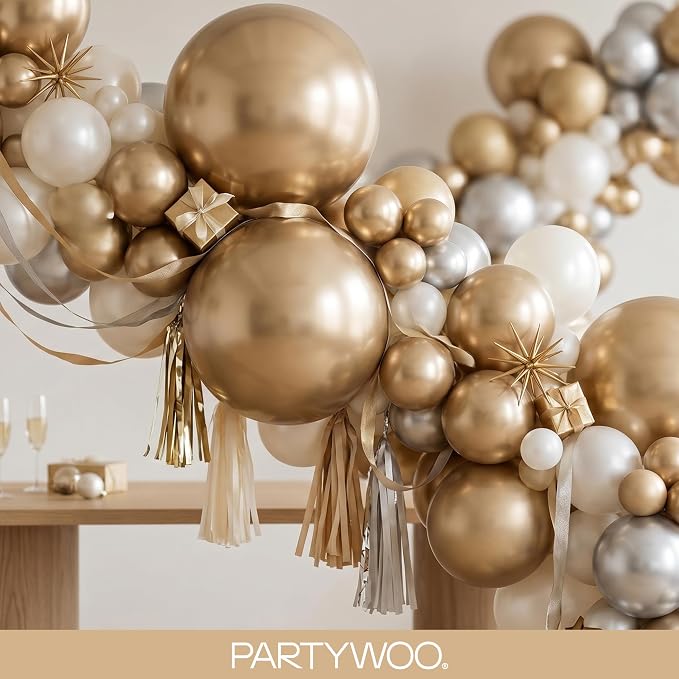 PartyWoo Metallic Gold Balloons 154pcs Different Sizes of 18 12 10 5 Inch - Image 8