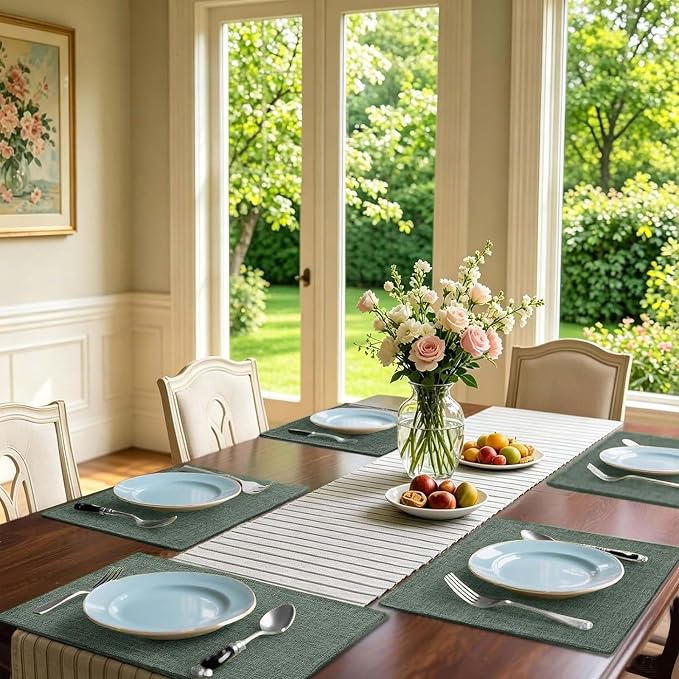 Homaxy Cloths Placemats for Dining Table Set of 4, Cotton Linen Blend Table Mats - Image 2