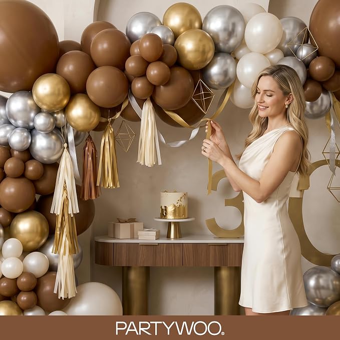 PartyWoo Brown Balloons 152pcs Different Sizes of 18 12 10 5 Inch Boho Neutral - Image 9