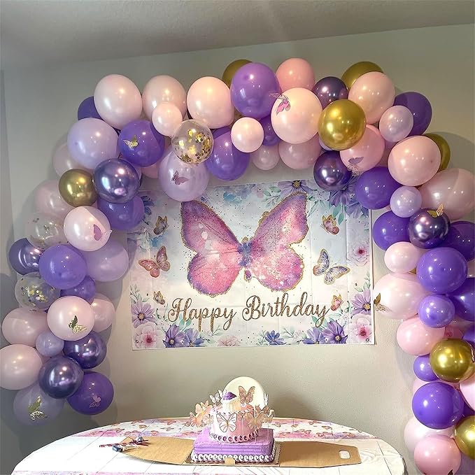 Pastel Pink and Purple Balloons, 12 Inch Metallic Purple Lilac Pink Confetti - Image 5