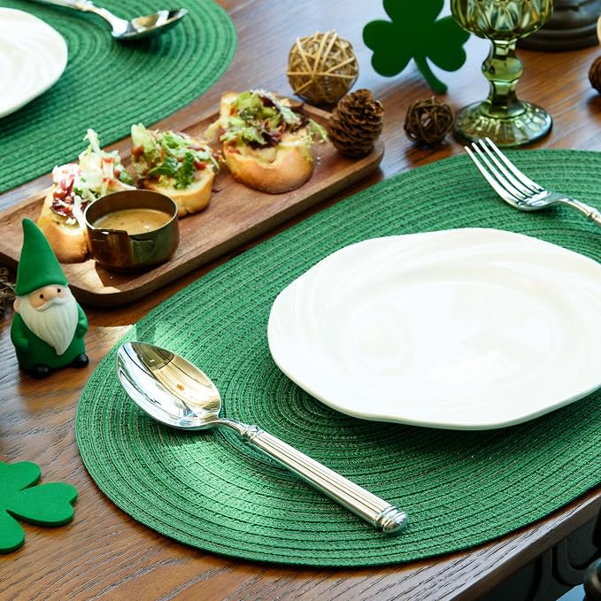 Placemats Set of 8, Woven Oval Braided Dining Table Mats | 12 x 17.5 Inch Size - Image 4