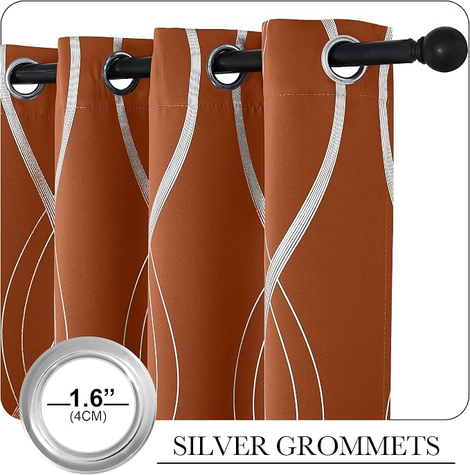 NICETOWN Fall Burnt Orange Blackout Curtain Panels - Image 3
