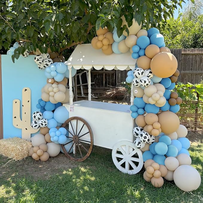 153 PCS Dusty Blue Cow Balloon Arch Garland Kit – Dusty Blue, Pastel Blue - Image 4