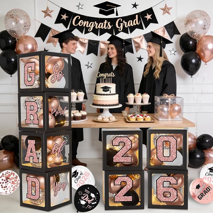 Rose Gold Graduation Decorations 2026, Congrats Grad Decorations - Image 7