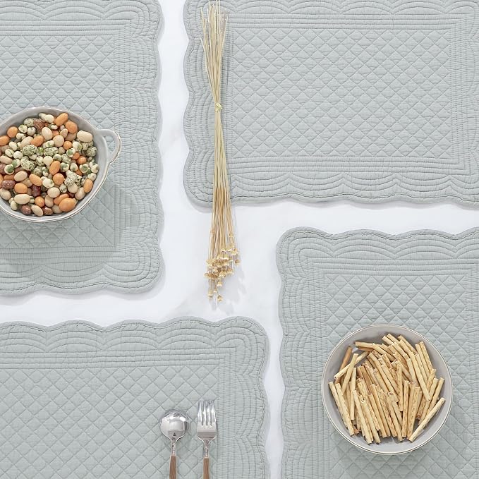 HOMBYS Quilted Placemats Set of 6 Washable-13x18 inches Rectangular Placemats - Image 7